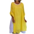 thumbnail image 1 of Birdeem Womens Spring Round Neck Long Sleeve Fake Two Asymmetrical Loose Casual Dress, 1 of 1