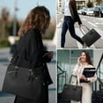 thumbnail image 5 of YOUI-GIFTS Laptop Tote Bag for Women, Waterproof PU Leather Work Computer Satchel Bags 15.6 Inch Briefcase Bag with USB Charging Port Office Shoulder Messenger Purse 2pcs Set, Black, 5 of 7