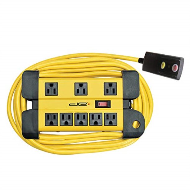 gfci outlet 15 foot long surge protector 8outlet heavy duty metal
