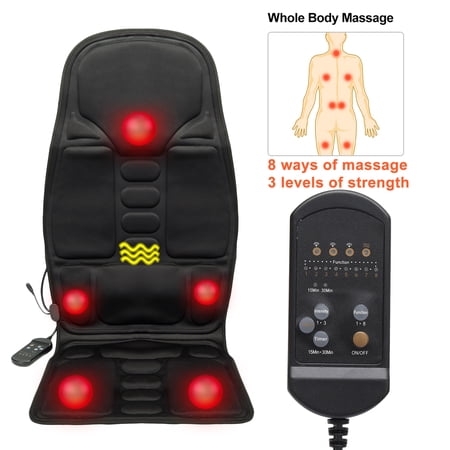 Massage Seat Cushion with Heat - Extra Foam Support Pad in Neck and Lumbar, Back Massager Chair Pad for Back