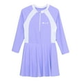thumbnail image 2 of renvena Kids Girls One Piece Rash Guard Swimsuit Long Sleeve Swim Dress UPF 50+ Beachwear Bathing Suit Purple XL, 2 of 7