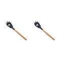 thumbnail image 2 of relayinert Kitchenware Wooden Handle Silicone Shovel Spoon Colander Brush Spatula Tool Spaghetti spoon 2Set, 2 of 6