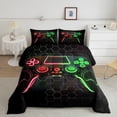 thumbnail image 2 of Castle Fairy Children Gradient Video Game Twin Comforter Sets,Green Red Ombre Bedding Set, 2 of 8