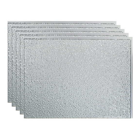 FASÄDE Hammered Decorative Vinyl 18in x 24in Backsplash Panel in Brushed Aluminum (5 Pack)