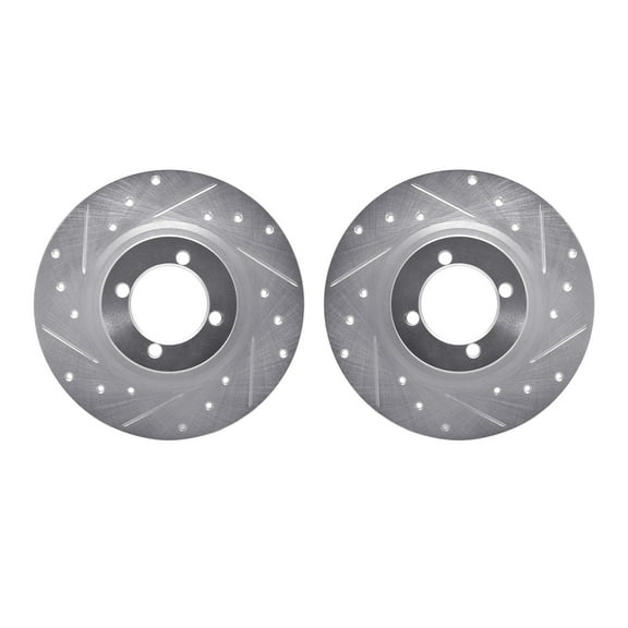 Dynamic Friction Company Front Brake Rotors-Drilled and Slotted-Silver 7002-31003