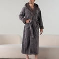 thumbnail image 5 of TEAJOPSUU Unisex Solid Velvet Robes Heavyweight Shawl Collar Long Bathrobe with Pocket Sherpa Shaggy Spa Robe for Women Men Dark Gray B, 5 of 5