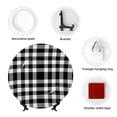 thumbnail image 4 of Salouo White And Black Plaid Pattern Bone China Decorative Plate,Holiday Decor Decorative Ceramic Plates with Stand Elegant Home DéCor for Hallway/Living Room/Bedroom-8in, 4 of 6