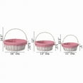 thumbnail image 7 of Traditional White Round Willow Gift Basket with Pink and White Gingham Liner and Sturdy Foldable Handles, Food Snacks Storage Basket, Set of 3, 7 of 7
