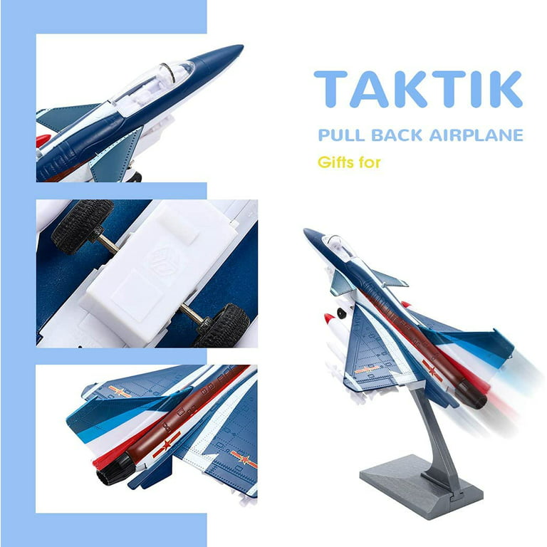 Metal Airplane Model Kit Blue Stealth Bombers and Fighter Planes Pull Back Aircraft Real Jet Sound Plane Models Toys for Boys, Girls and Adults