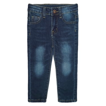 KIDSCOOL SPACE Jeans pour Petits Garçons, Bande Élastique à l'Intérieur Coupe Droite Extensible Pantalon Slim en Denim Doux