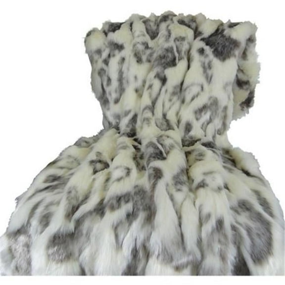 Ivory Rabbit Faux Fur Handmade Blanket, Ivory & Gray - 114 x 120 in.