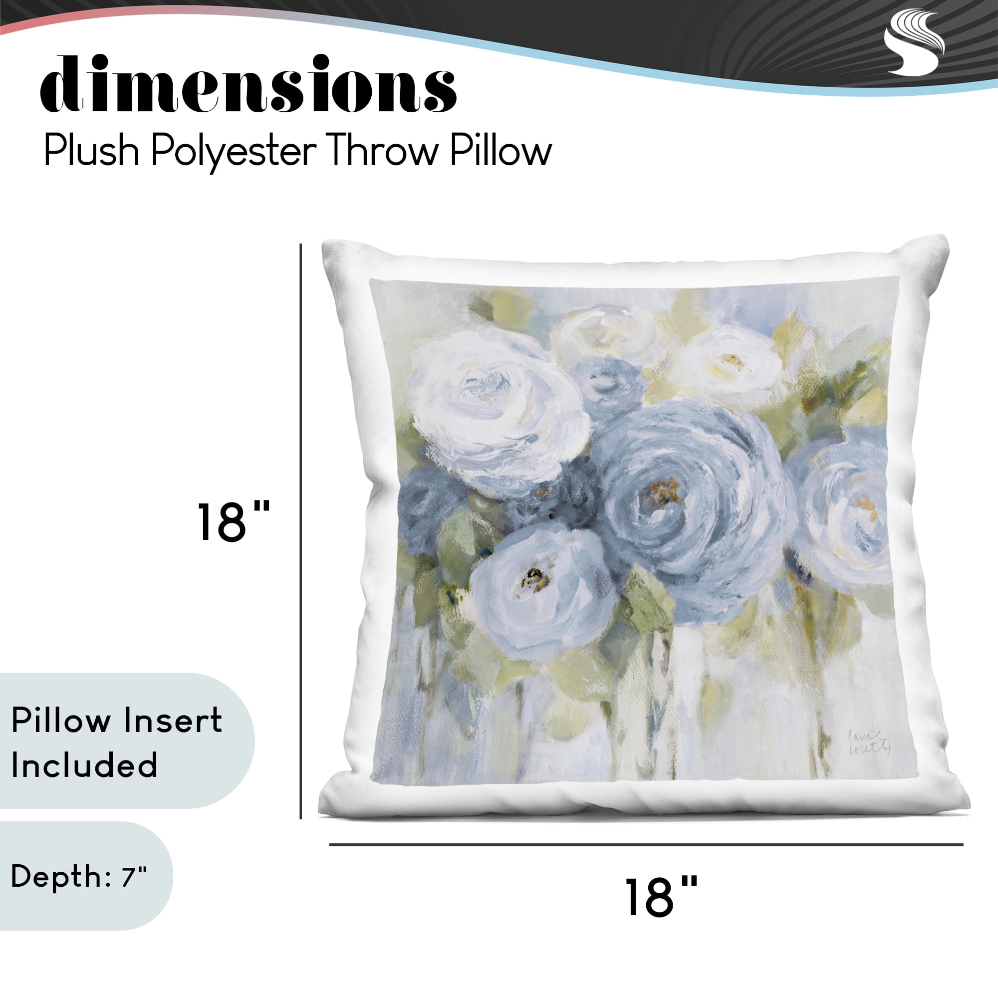 Stupell Industries Softly Blooming in Blue Decorative Printed Throw Pillow, design by Lanie Loreth