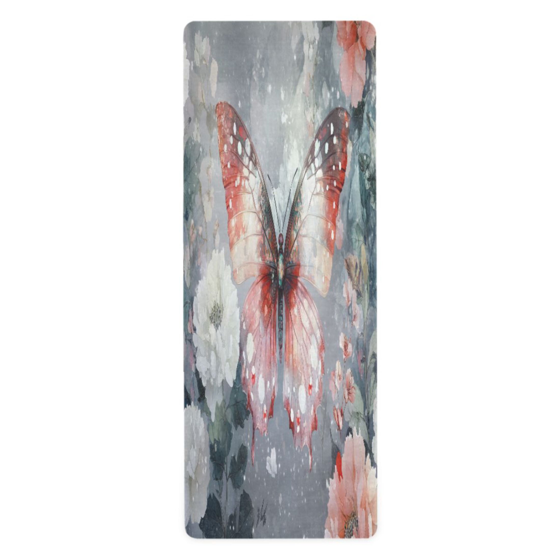 BZSMCE Yoga Mat Women Glowing Butterfly Among Lanterns Fitness Mat