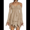 thumbnail image 1 of Disfraz de Halloween para Mujer, Vestido Midi Fluido con Pañuelo y Hombros Descubiertos, Estilo Hada Mariposa para Fiesta de Cosplay. Albaricoque XXL, 1 of 9