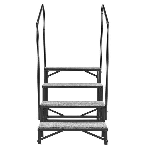 KFFKFF 4-Step RV Stairs with Dual Handrails, 660 lbs Capacity, Sturdy Outdoor Steps with Non-Slip Surface for Seniors and Pets, Portable Stairs for Hot Tubs, Campers, Mobile Homes, Porches, Pools