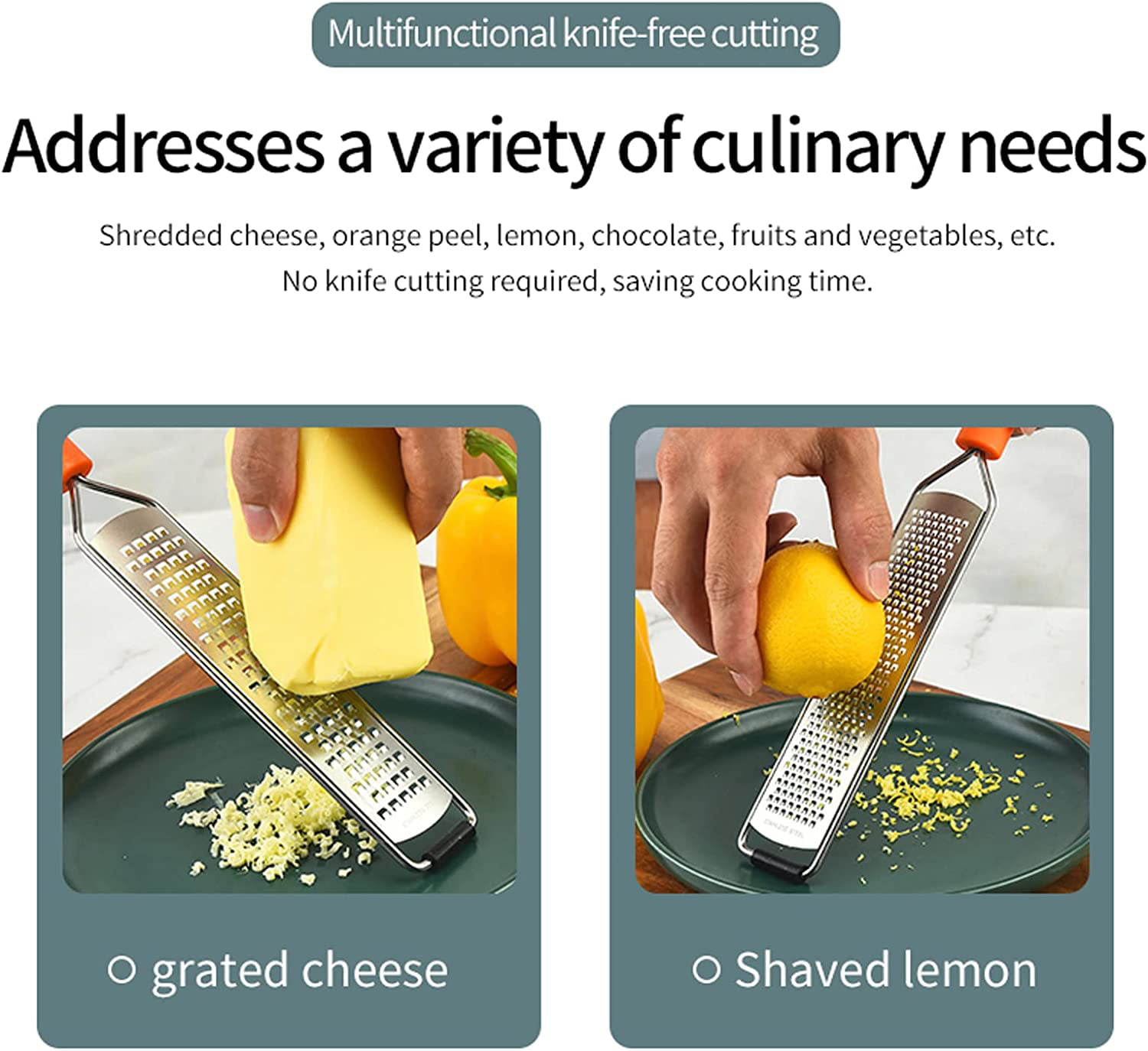 YQ Handheld Cheese Grater Flat,Mini Stainless Steel Cheese Zester  Grater,Kitchen Tools for Cheese, Chocolate, Spices, Ginger, Citrus Lemon  Zester