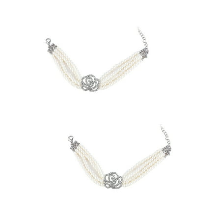 2 PCS Puppy Pearl Collar Pet Necklace Dog Stuff Dogs Pearls Jewelry White