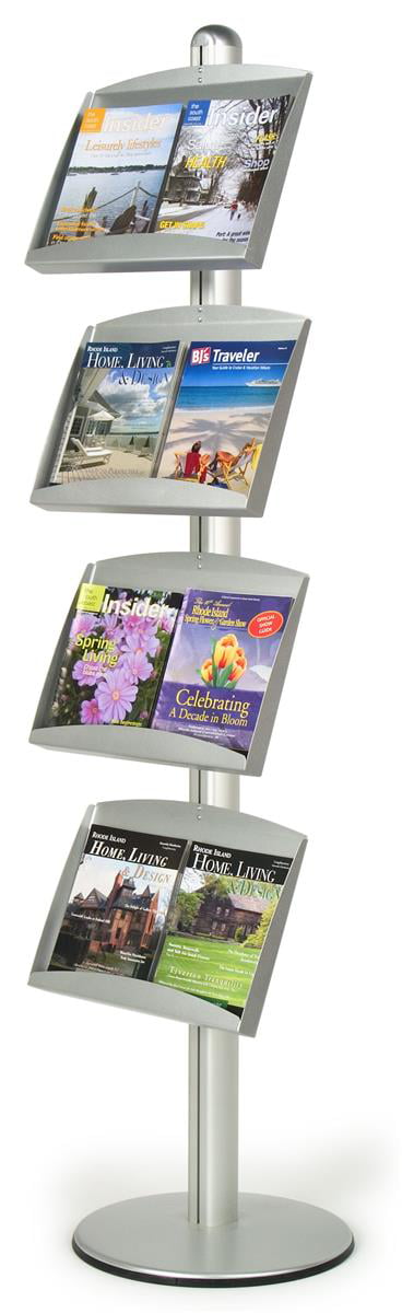 Kinbor 4-Pocket Pop-Up Magazine Brochure Literature Catalog Holder Stand Rack 
