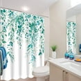 thumbnail image 5 of Teal Eucalyptus Shower Curtain Watercolor Floral Plant Leaf Shower Curtains for Bathroom Botanical Flower Waterproof Fabric Bath Curtain Decor with Hooks (Teal, 72'''' x 72''''), 5 of 6