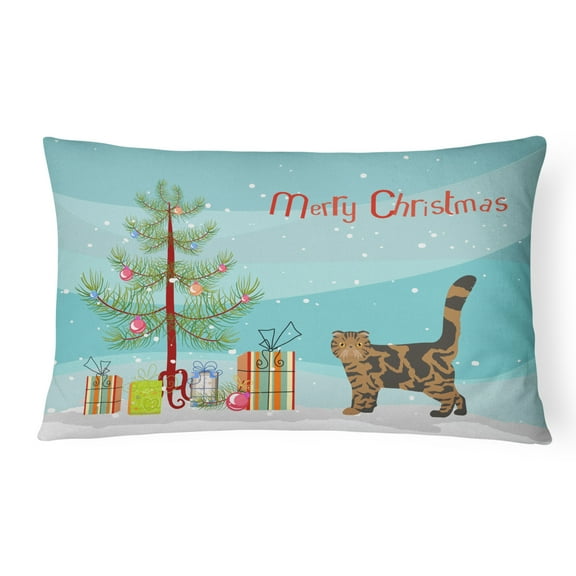 Carolines Treasures CK4625PW1216 Foldex Exotic Fold 2 Cat Merry Christmas Canvas Fabric Decorative Pillow, 12H x16W,