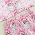 thumbnail image 6 of Toddler Baby Girl Satin Silk Christmas Pajamas Set Long Sleeve Feather Trim Shirt Long Pants 1-15 Years Kids Sleepwear Set, 6 of 7