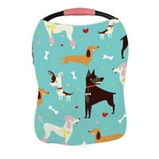 ABPHQTO Cute Dogs Pattern Nursing Cover Baby Breastfeeding Infant Feeding Cover Baby Car Seat Cover Infant Stroller Cover Carseat Canopy Breathable
