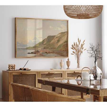 POSTER Vintage European Coastal Painting Beach Seaside Neutral French Country Decor Farmhouse Moody Landscape Wall Art Printed Poster-UNFRAMED