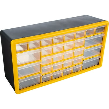 Stalwart 30-Drawer Small Part Organizer - Desktop or Wall-Mountable, Yellow
