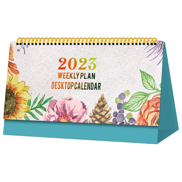 XWSHYW Decoraciones para El Hogar Calendario de Escritorio 2023: Calendario de Escritorio con Tapa Vertical Enero de 2023, Calendario de Escritorio de 12 Meses, con 54 de Programación Semanal