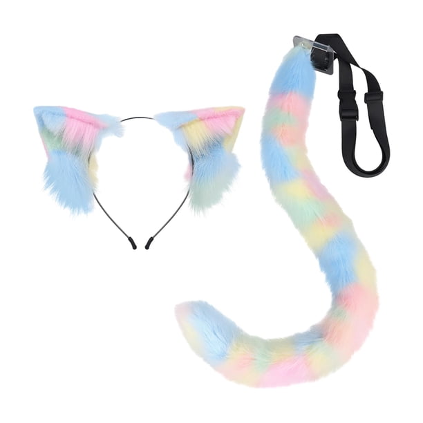 Diadema con orejas de animales y cola. Conjunto para fiestas temáticas de animales y disfraces de cosplay. vistoso