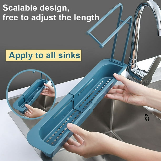 Windfall Telescopic Kitchen Sink Sponge Holder,Adjustable Length