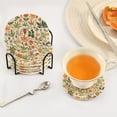 thumbnail image 3 of Yayeee 6 PCS Drink Coasters with Holder Set Woven Absorbent Round Tabletop Hot Pad, Leaves Pattern, 3 of 7