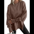 thumbnail image 3 of Sudaderas de Gran Tamaño para Mujer, Sudaderas con Capucha de Larga con Abertura para el Pulgar, Camisetas con Abertura Lateral, Tops Estilo Y2K Marrón L, 3 of 10