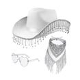 thumbnail image 4 of Sombrero de vaquero occidental para adultos, decoración sencilla, sombrero de jazz novedoso de moda para fiestas y eventos. Blanco, 4 of 9