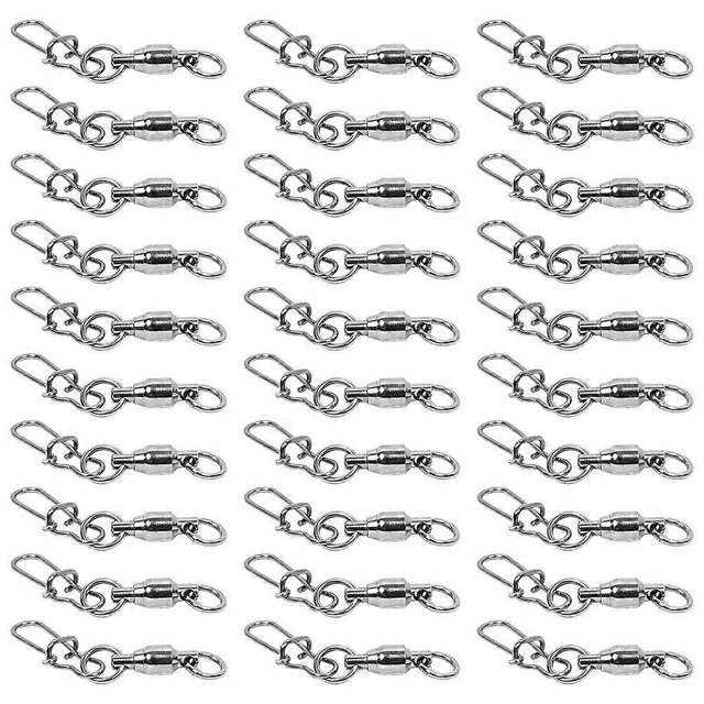 30 Pieces Ball Bearing Swivel High Strength Stainless Steel Fishing Snap Swivels