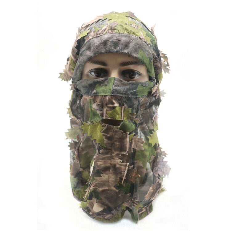 3D GHILLIE MASK FACE CAMO CAMOUFLAGE LEAVES WOODS PAINTBALL PIGEON SHOOTING 