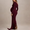 thumbnail image 4 of Conairie Maternity Dress for Baby Shower Photoshoot Pregnancy off Shoulder Midi Dress Long Sleeve Elegant Flowy Wedding Dress M, 4 of 7