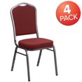 thumbnail image 4 of 4 Pk. HERCULES Series Crown Back Stacking Banquet Chair in Burgundy Patterned Fabric - Silver Vein Frame, 4 of 7