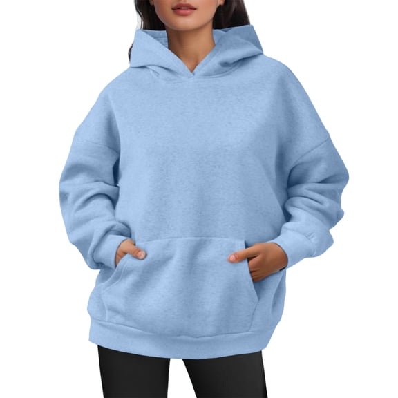 CAIVO Womens Oversized Sweatshirts Pullover Hoodies Artificial Velvet Long Sleeve With Pockets Winter Fall Solid Color Hoodies Christmas Cozy Tops