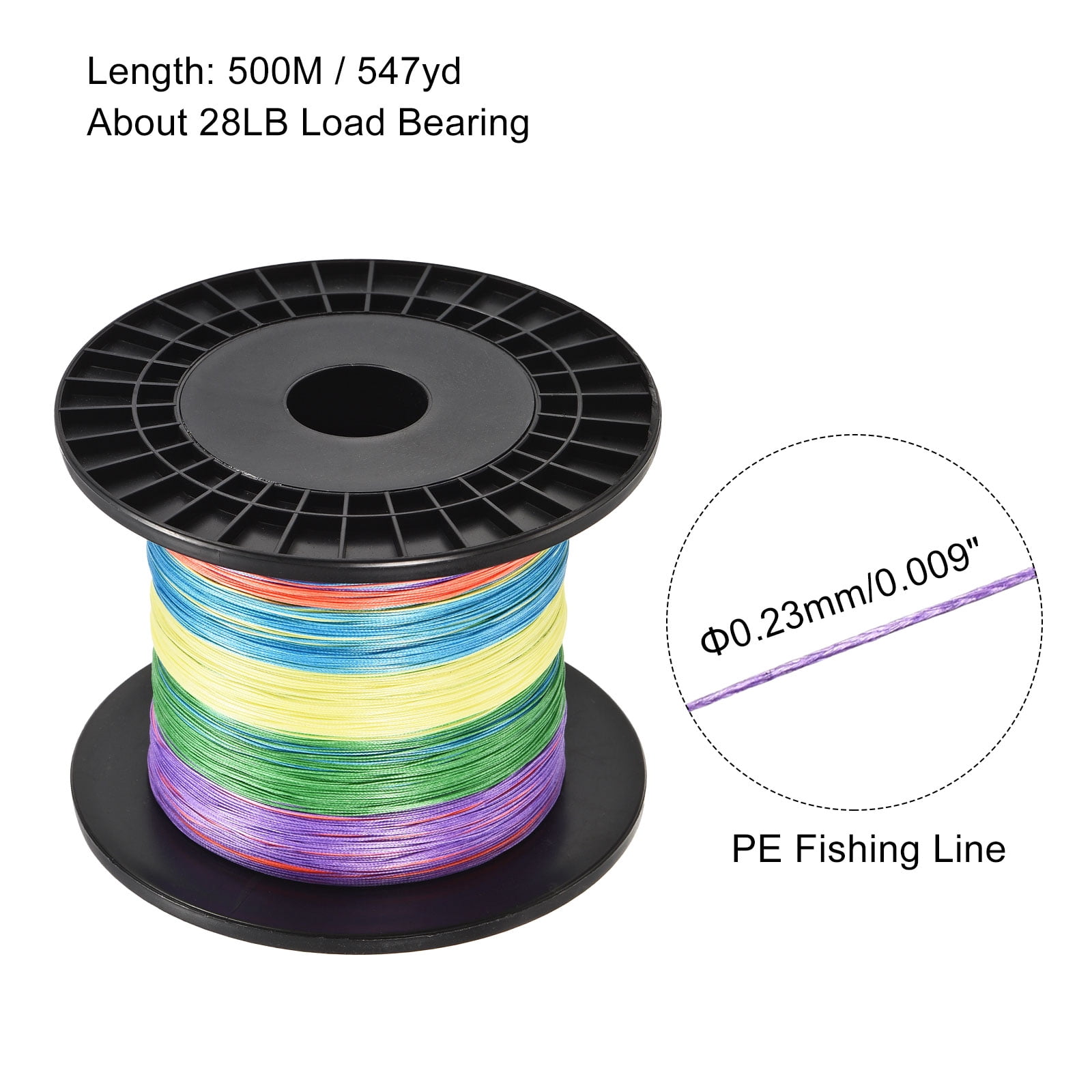 Uxcell 547Yard/1640Ft 28LB 8 Strands Abrasion Resistant PE Braided Fishing Line Colored