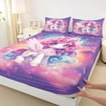 thumbnail image 3 of Castle Fairy Cartoon Animal Unicorn Twin Sheet Sets 3pcs for Preppy Child Girls,Dreamy Princess Twin Fitted Sheet Microfiber,Universe Galaxy Breathable Flat Sheet,Microfiber Bedroom Decor, 3 of 7