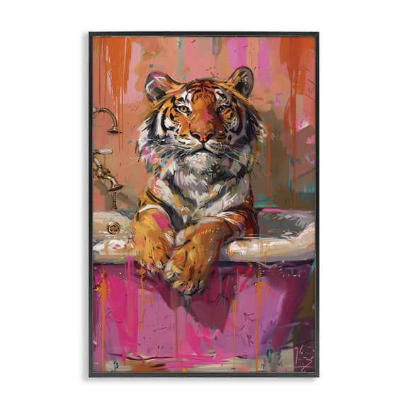 Stupell Industries Modern Fresh Abstraction Tiger in Bathtub Black Framed Giclee Art, 12 x 18, by LSR Design Studio