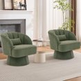 thumbnail image 7 of GARVEE 2PCS 360° Swivel Barrel Accent Chair,Ultra-Plush PU Upholstered Round Armchair with Back,Green, 7 of 7