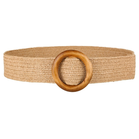 Homemaxs Belt Waist Woven Dress Elastic Womenbelts Skinny Straw Bohemian Braided Belt Beach Rattan Stretchwide Summer Womens