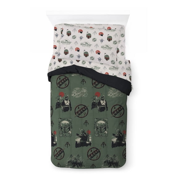 Star Wars Boba Fett 4-Piece Galactic Outlaw Green Microfiber Childs Bed-in-a-Bag, Twin