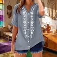 thumbnail image 2 of Camisetas de Cuello en V de Manga Corta para las Mujeres Casual Suelto Cuello Redondo Blusa de Verano Camisetas Cuello en V de las Mujeres, 2 of 7
