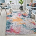 thumbnail image 3 of RUG ROBOT Abstract Living Room Rug 4'x6', Soft Modern Washable Area Rugs for Bedroom Non Slip, Ultra Thin Foldable Low Pile Carpet for Dining Room Kitchen Bathroom Office, Ivory/Blue, 3 of 10