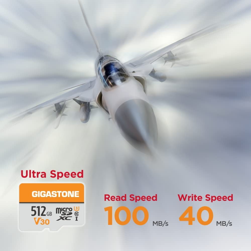 Gigastone 512GB Micro SD Card, 4K Video Pro, GoPro, Surveillance, Security Camera, Action Camera, Drone, 100MB/s MicoSDXC Memory Card UHS-I V30 Class 10