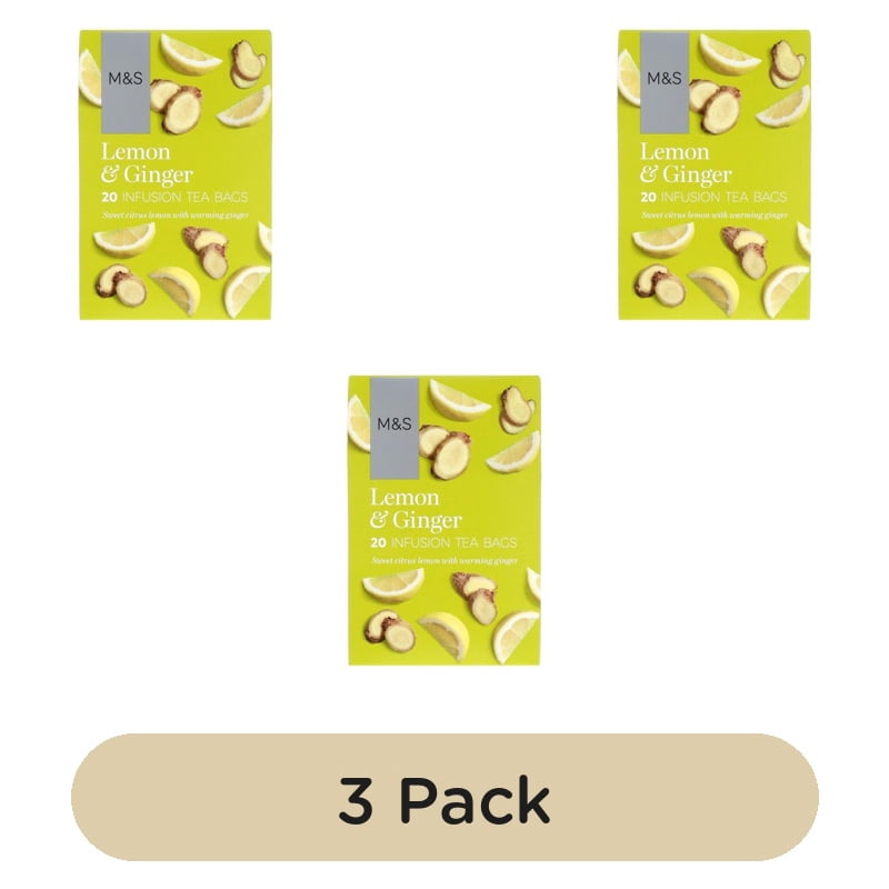 M&S Lemon & Ginger Infusion Tea Bags 20's, British Import (Pack of 3)