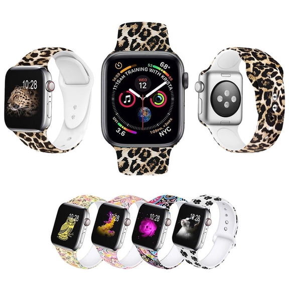 Amerteer Compatible with Apple Watch Band 38/40mm 42/44mm Soft Silicone Fadeless Pattern Printed Replacement Bands for iWatch Series 5,4,3,2,1